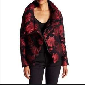Alice & Olivia Wendell Floral Brocade Down Puffer Jacket Size XS